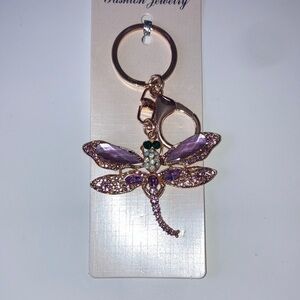 Purple Dragonfly Keychain